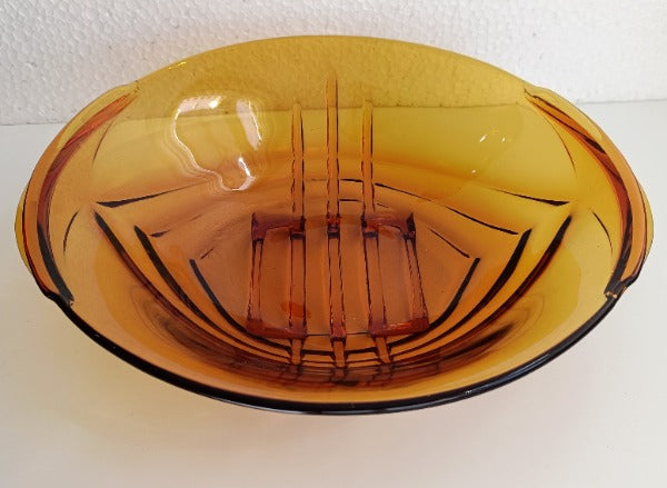 Art Deco Amber Glass Fruit Bowl