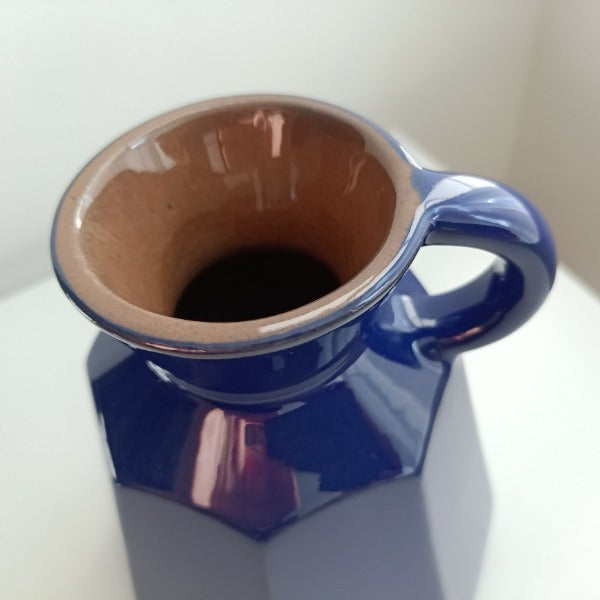 Blue Glazed Octaganol Mid Century Jug