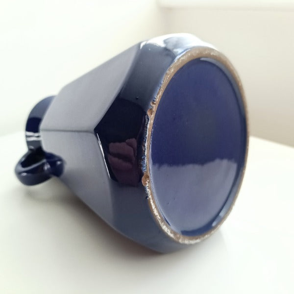Blue Glazed Octaganol Mid Century Jug