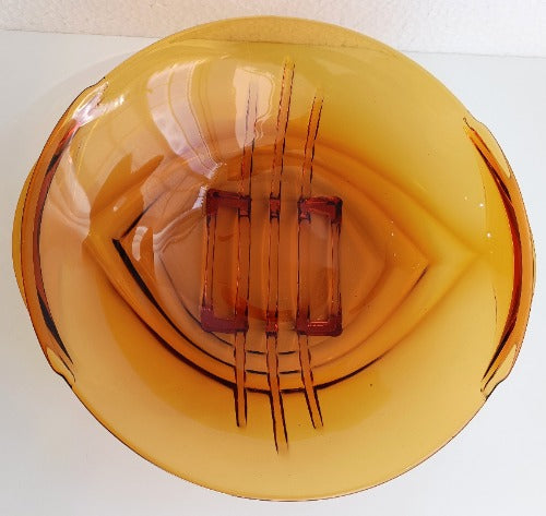 Art Deco Amber Glass Fruit Bowl