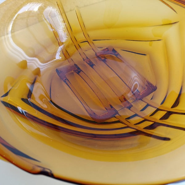 Art Deco Amber Glass Fruit Bowl