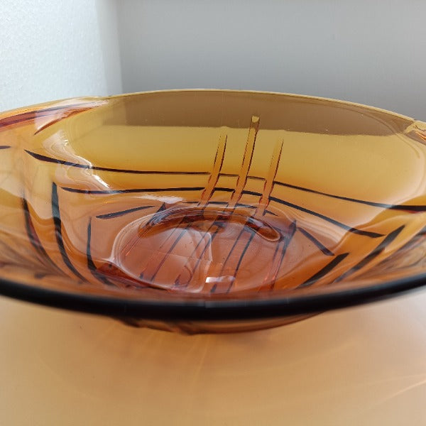 Art Deco Amber Glass Fruit Bowl