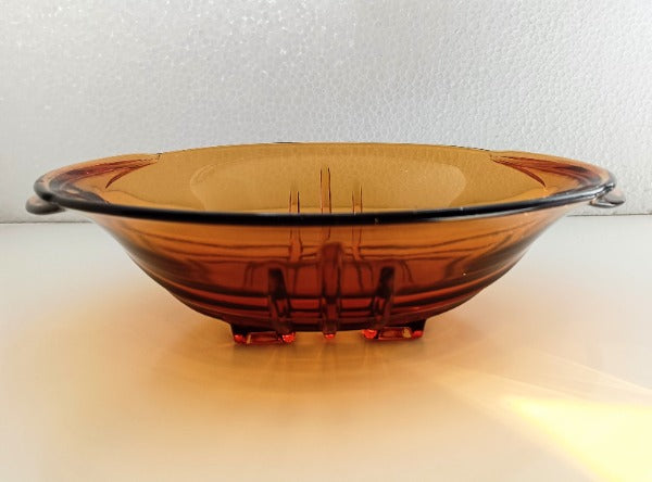 Art Deco Amber Glass Fruit Bowl